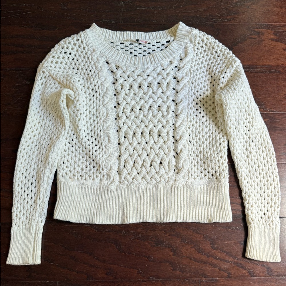 Rebecca Taylor Cream Cable Knit Sweater